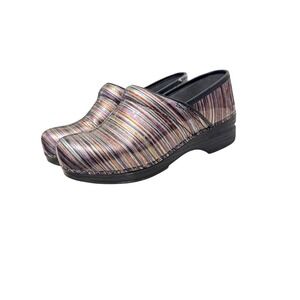 Dansko Women's Professional Clogs Metallic Shiny‎ Multicolor Stripes Size 7